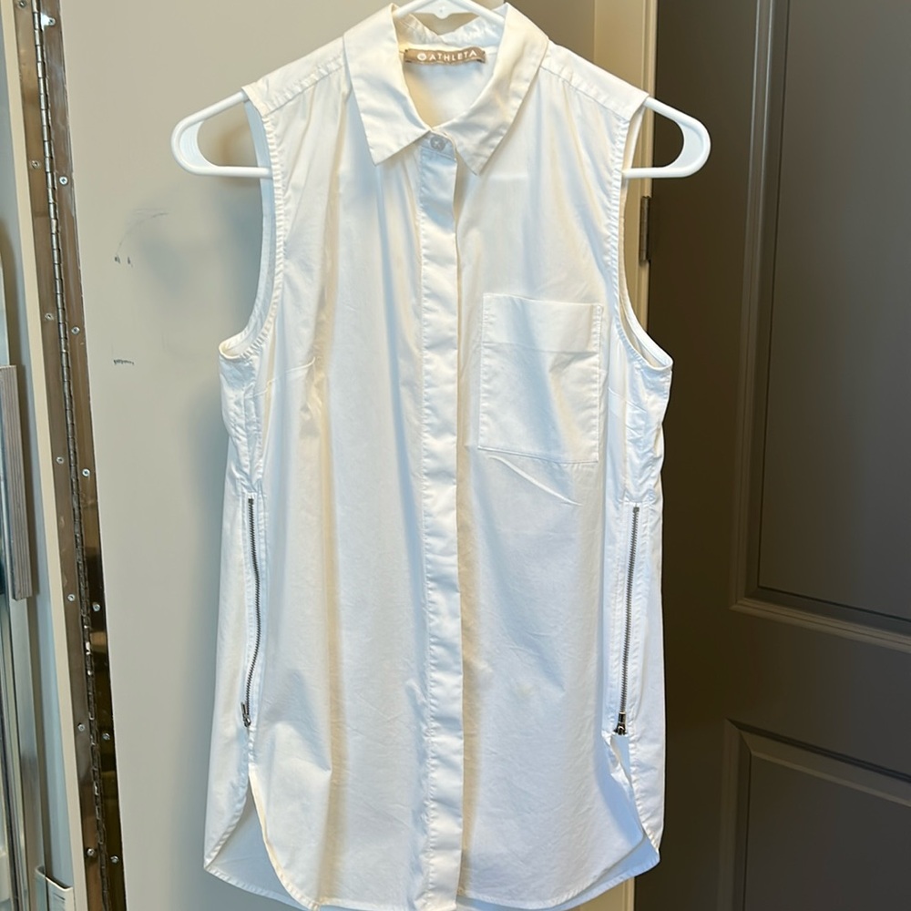 Athleta long white sleeveless tunic. XS